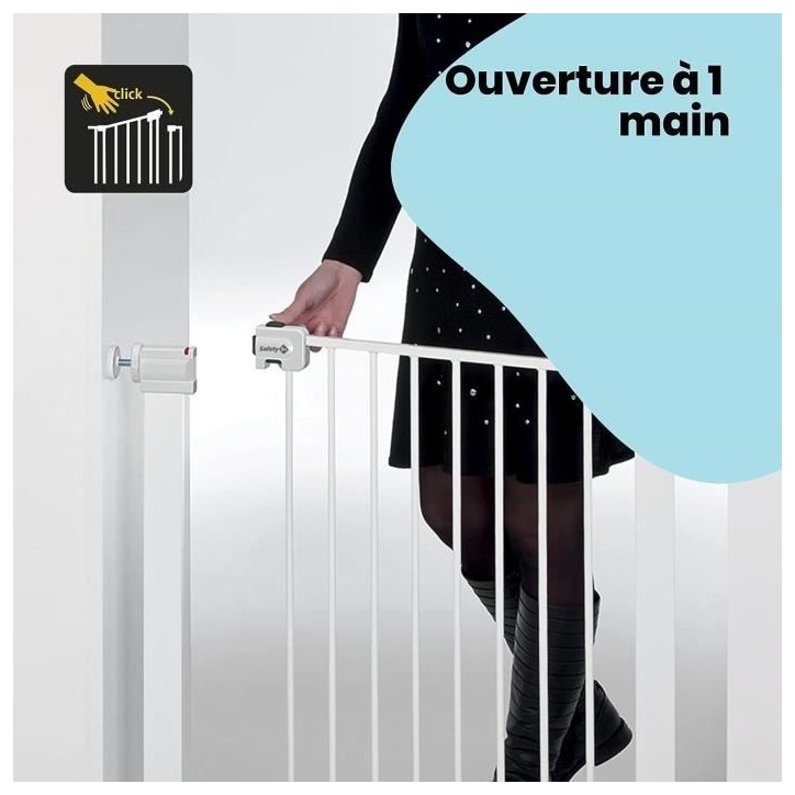 SAFETY 1ST Barriere de sécurité enfant Easy Close - Métal - 73 a 80 cm - pression, sans vis ni perçage - Blanc SAFETY 1ST Barriere de sécurité enfant Easy Close - Métal - 73 a 80 cm - pression, sans vis ni perçage - Blanc
