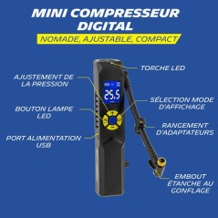 Mini compresseur sans fil - MICHELIN - Pompe électrique - Manometre d