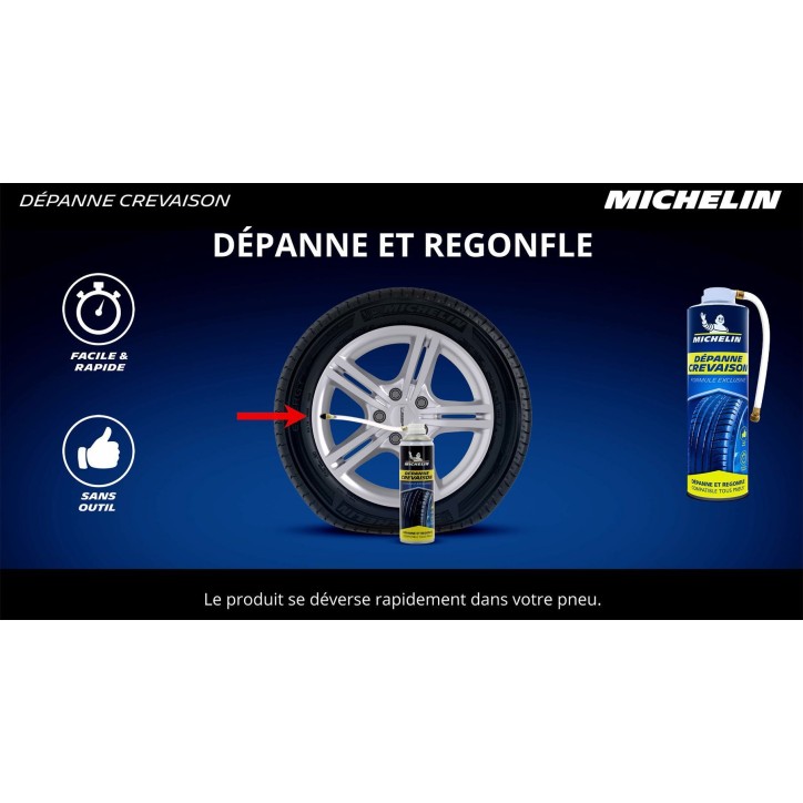 Dépanne crevaison - MICHELIN - Répare et Regonfle sans démontage - 500ml Dépanne crevaison - MICHELIN - Répare et Regonfle sans démontage - 500ml