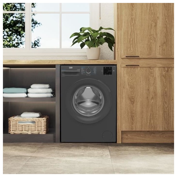 Lave-linge hublot BEKO BM0WU3922FB - 9 kg - Induction - L60cm - 1200 trs/min - Classe A - Noir