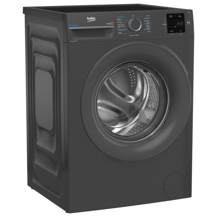 Lave-linge hublot BEKO BM0WU3922FB - 9 kg - Induction - L60cm - 1200 trs/min - Classe A - Noir