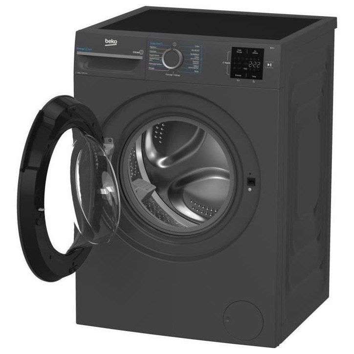 Lave-linge hublot BEKO BM0WU3922FB - 9 kg - Induction - L60cm - 1200 trs/min - Classe A - Noir
