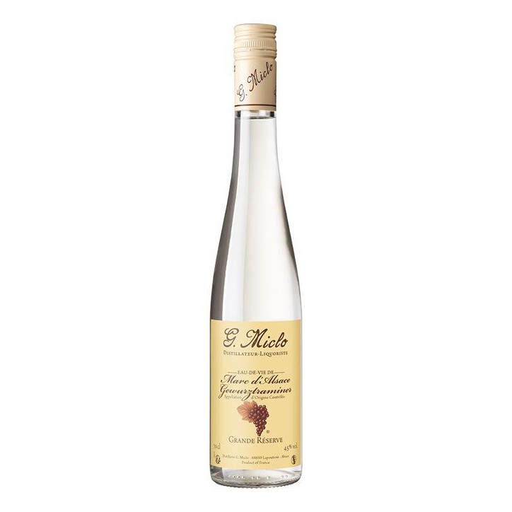 G. Miclo - Grande Réserve - Eau de vie de Marc d'Alsace Gewurztraminer - 45,0 % Vol. - 70 cl G. Miclo - Grande Réserve - Eau de vie de Marc d'Alsace Gewurztraminer - 45,0 % Vol. - 70 cl