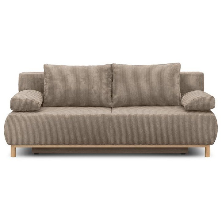 Canapé convertible - 3 places - MIKA - Velours côtelé taupe - Avec coffre de rangement - 192 x 93 x 84 cm Canapé convertible - 3 places - MIKA - Velours côtelé taupe - Avec coffre de rangement - 192 x 93 x 84 cm