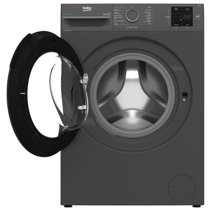 Lave-linge hublot BEKO BM0WU3922FB - 9 kg - Induction - L60cm - 1200 trs/min - Classe A - Noir