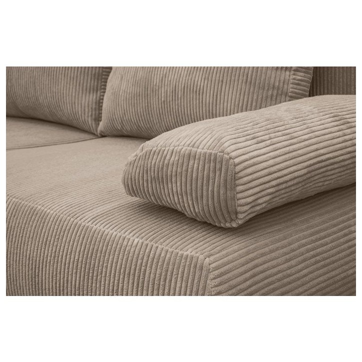 Canapé convertible - 3 places - MIKA - Velours côtelé taupe - Avec coffre de rangement - 192 x 93 x 84 cm Canapé convertible - 3 places - MIKA - Velours côtelé taupe - Avec coffre de rangement - 192 x 93 x 84 cm