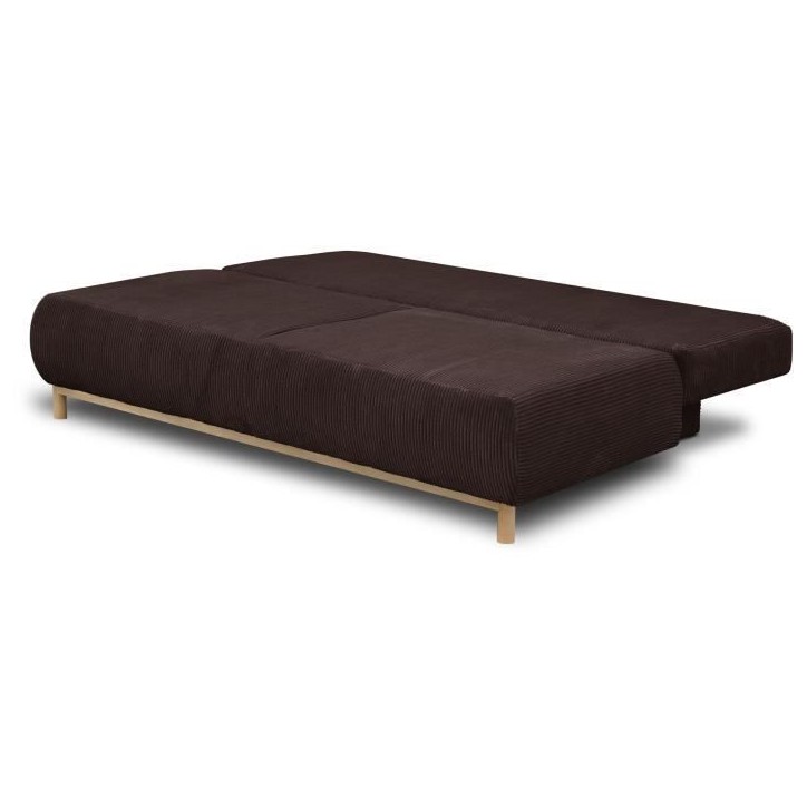 Canapé convertible - 3 places - MIKA - Velours côtelé marron foncé - Coffre de rangement - L 192 x H 84 x P 93 cm Canapé convertible - 3 places - MIKA - Velours côtelé marron foncé - Coffre de rangement - L 192 x H 84 x P 93 cm