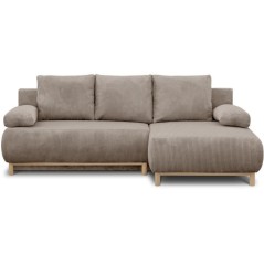 Canapé d'angle droit convertible - 3 places - MIKA - Tissu velours c