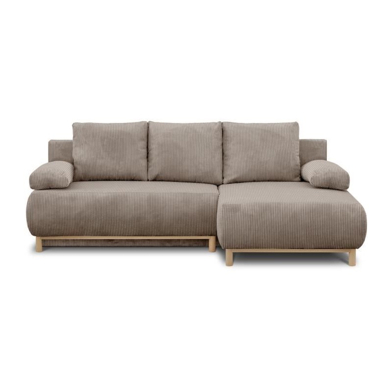 Canapé d'angle droit convertible - 3 places - MIKA - Tissu velours c
