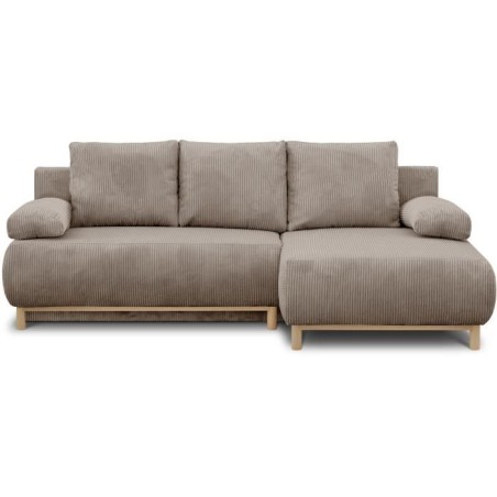 Canapé d'angle droit convertible - 3 places - MIKA - Tissu velours c