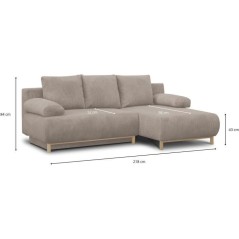Canapé d'angle droit convertible - 3 places - MIKA - Tissu velours c