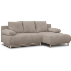 Canapé d'angle droit convertible - 3 places - MIKA - Tissu velours c