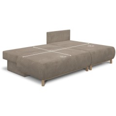 Canapé d'angle droit convertible - 3 places - MIKA - Tissu velours c