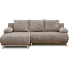 Canapé d'angle gauche convertible - 3 places - MIKA - Tissu velours c