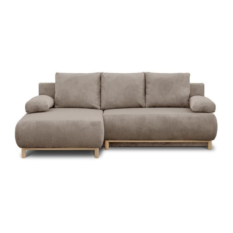 Canapé d'angle gauche convertible - 3 places - MIKA - Tissu velours c