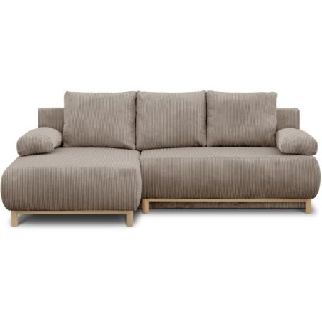 Canapé d'angle gauche convertible - 3 places - MIKA - Tissu velours c