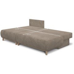 Canapé d'angle gauche convertible - 3 places - MIKA - Tissu velours c