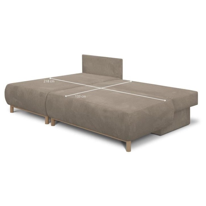 Canapé d'angle gauche convertible - 3 places - MIKA - Tissu velours côtelé taupe - Coffre de rangement - 192 x 84 x 93 cm Canapé d'angle gauche convertible - 3 places - MIKA - Tissu velours côtelé taupe - Coffre de rangement - 192 x 84 x 93 cm