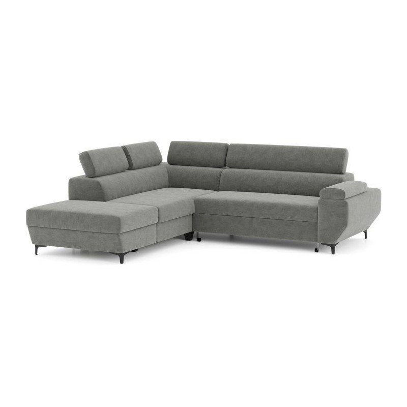 Canapé d'angle convertible - 3 places - MIKY - Tissu Gris anthracite