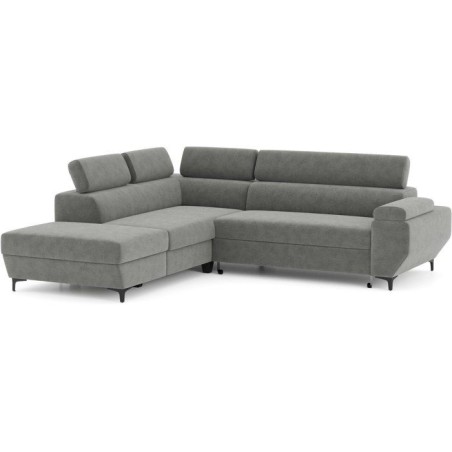 Canapé d'angle convertible - 3 places - MIKY - Tissu Gris anthracite