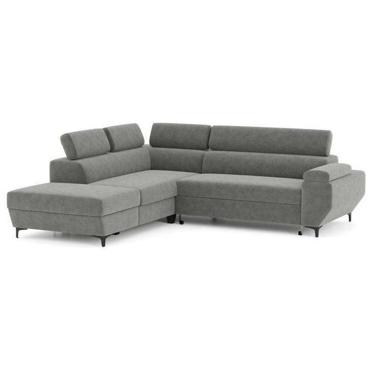 Canapé d'angle convertible - 3 places - MIKY - Tissu Gris anthracite - Coffre et tetieres - 262 x 235 x 96 cm - CONFORTEAM Canapé d'angle convertible - 3 places - MIKY - Tissu Gris anthracite - Coffre et tetieres - 262 x 235 x 96 cm - CONFORTEAM