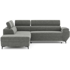 Canapé d'angle convertible - 3 places - MIKY - Tissu Gris anthracite - Coffre et tetieres - 262 x 235 x 96 cm - CONFORTEAM