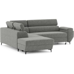 Canapé d'angle convertible - 3 places - MIKY - Tissu Gris anthracite