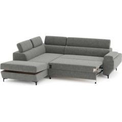Canapé d'angle convertible - 3 places - MIKY - Tissu Gris anthracite