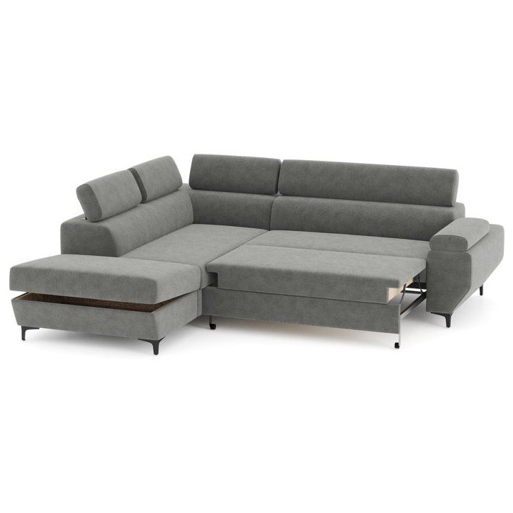 Canapé d'angle convertible - 3 places - MIKY - Tissu Gris anthracite - Coffre et tetieres - 262 x 235 x 96 cm - CONFORTEAM Canapé d'angle convertible - 3 places - MIKY - Tissu Gris anthracite - Coffre et tetieres - 262 x 235 x 96 cm - CONFORTEAM
