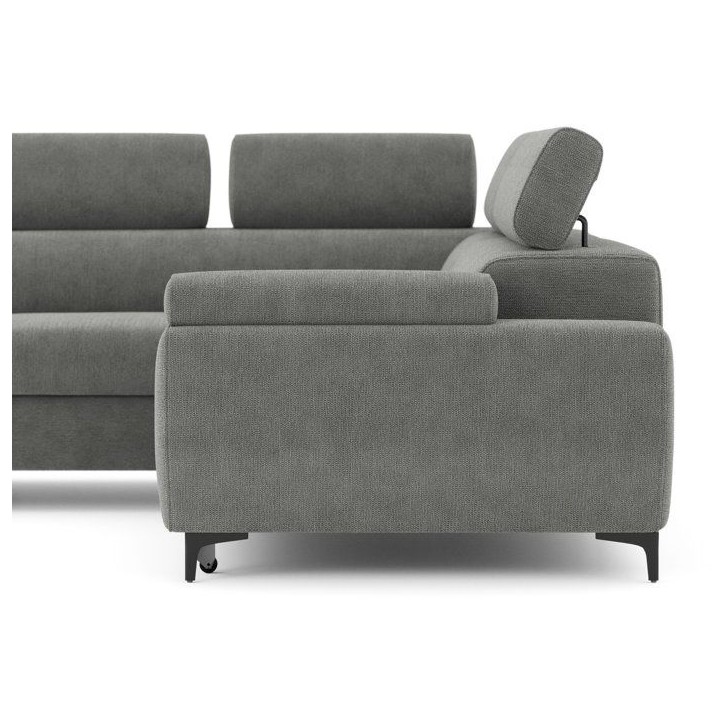 Canapé d'angle convertible - 3 places - MIKY - Tissu Gris anthracite - Coffre et tetieres - 262 x 235 x 96 cm - CONFORTEAM Canapé d'angle convertible - 3 places - MIKY - Tissu Gris anthracite - Coffre et tetieres - 262 x 235 x 96 cm - CONFORTEAM