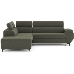 Canapé d'angle convertible - 3 places - MIKY - Tissu Vert foret - Coffre et tetieres - 262 x 235 x 96 cm - CONFORTEAM