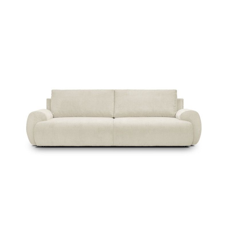 Canapé convertible - 3 places - MILO - Tissu velours côtelé Beige -