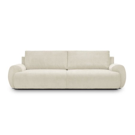 Canapé convertible - 3 places - MILO - Tissu velours côtelé Beige -