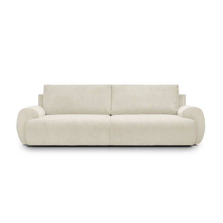 Canapé convertible - 3 places - MILO - Tissu velours côtelé Beige - Coffre de rangement - 254 x 99 x 84 cm Canapé convertible - 3 places - MILO - Tissu velours côtelé Beige - Coffre de rangement - 254 x 99 x 84 cm