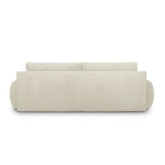 Canapé convertible - 3 places - MILO - Tissu velours côtelé Beige - Coffre de rangement - 254 x 99 x 84 cm