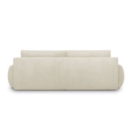 Canapé convertible - 3 places - MILO - Tissu velours côtelé Beige - Coffre de rangement - 254 x 99 x 84 cm