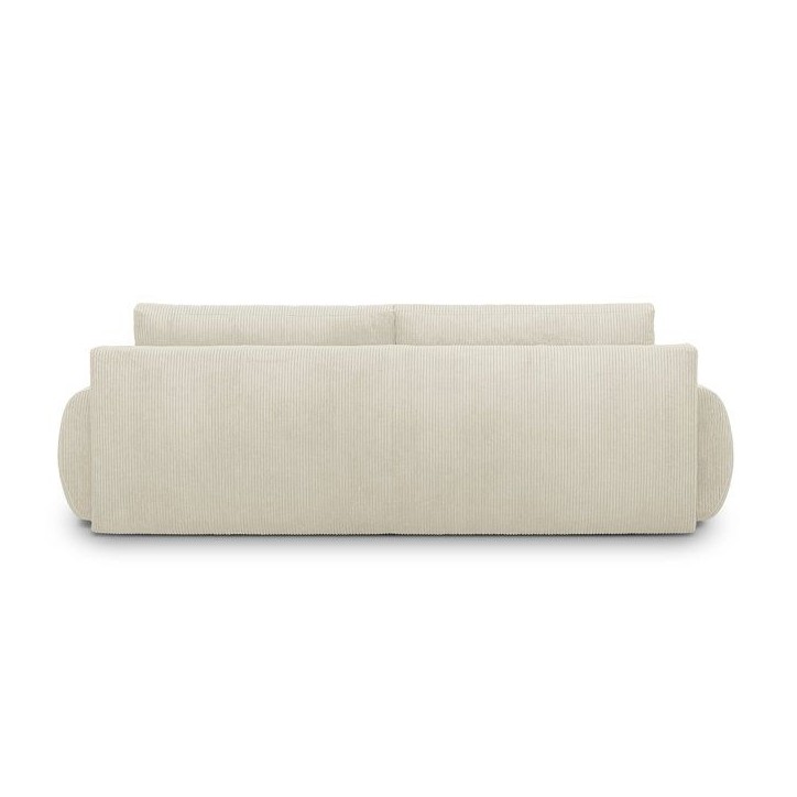 Canapé convertible - 3 places - MILO - Tissu velours côtelé Beige - Coffre de rangement - 254 x 99 x 84 cm Canapé convertible - 3 places - MILO - Tissu velours côtelé Beige - Coffre de rangement - 254 x 99 x 84 cm