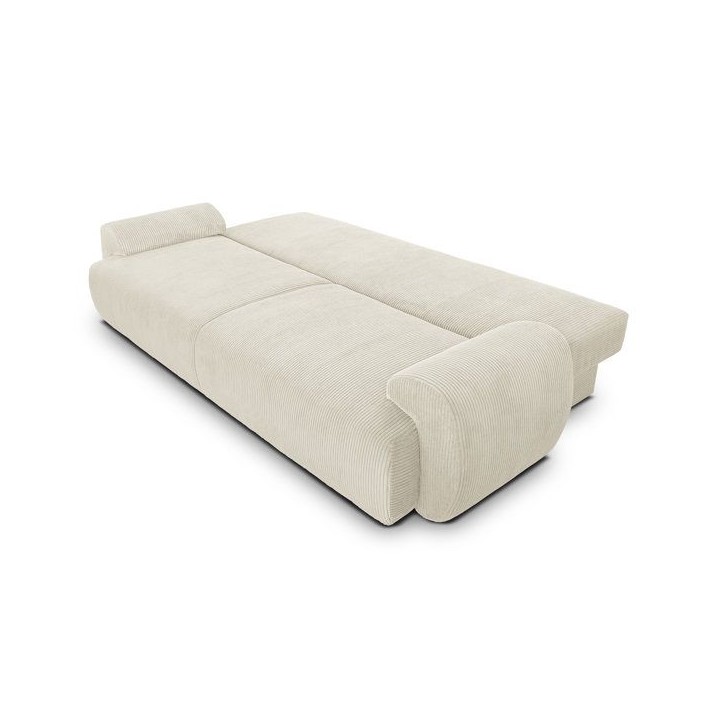 Canapé convertible - 3 places - MILO - Tissu velours côtelé Beige - Coffre de rangement - 254 x 99 x 84 cm Canapé convertible - 3 places - MILO - Tissu velours côtelé Beige - Coffre de rangement - 254 x 99 x 84 cm