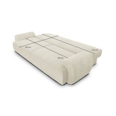 Canapé convertible - 3 places - MILO - Tissu velours côtelé Beige -