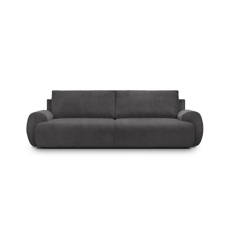 Canapé convertible - 3 places - MILO - Tissu velours côtelé Gris An