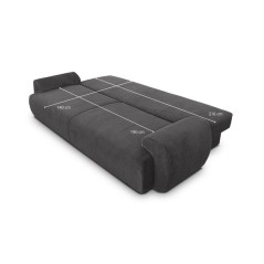 Canapé convertible - 3 places - MILO - Tissu velours côtelé Gris An