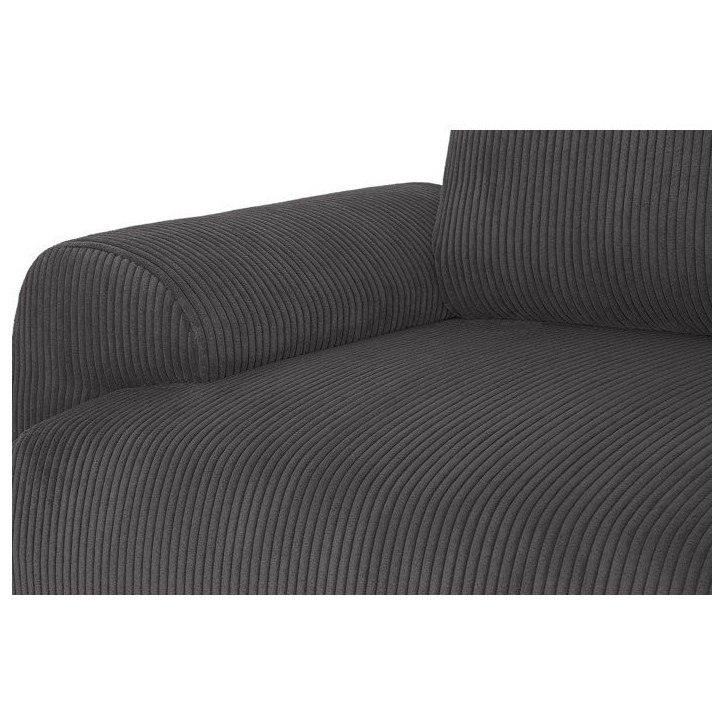 Canapé convertible - 3 places - MILO - Tissu velours côtelé Gris Anthracite - Coffre de rangement - 254 x 99 x 84 cm Canapé convertible - 3 places - MILO - Tissu velours côtelé Gris Anthracite - Coffre de rangement - 254 x 99 x 84 cm