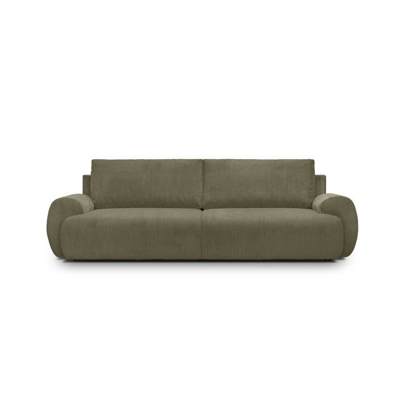 Canapé convertible - 3 places - MILO - Tissu velours côtelé Vert ka