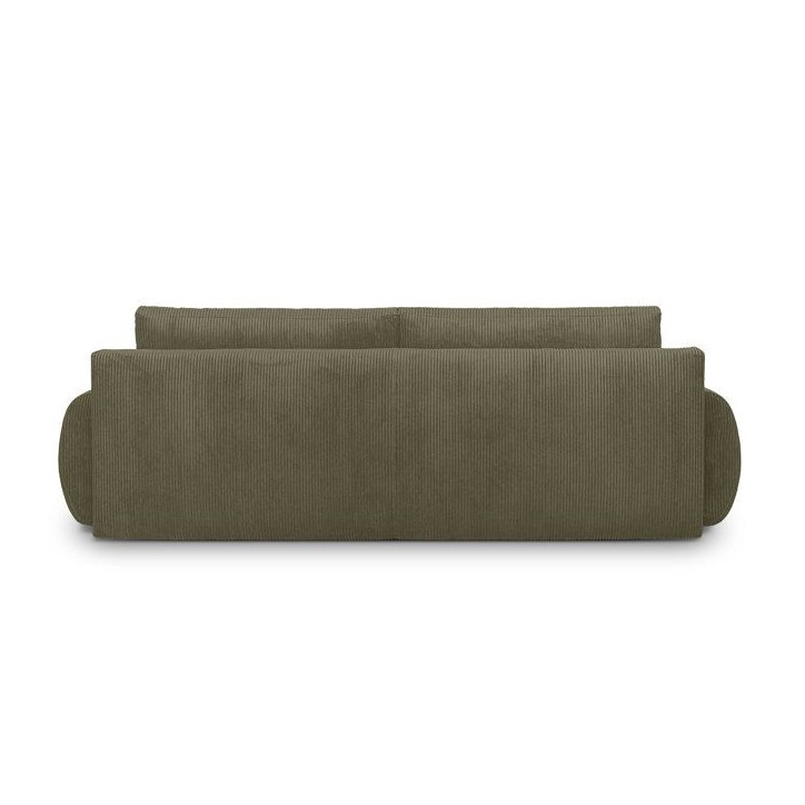 Canapé convertible - 3 places - MILO - Tissu velours côtelé Vert kaki - Coffre de rangement - 254 x 99 x 84 cm Canapé convertible - 3 places - MILO - Tissu velours côtelé Vert kaki - Coffre de rangement - 254 x 99 x 84 cm