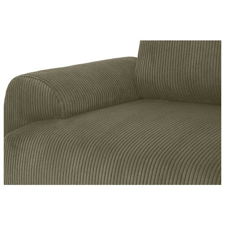 Canapé convertible - 3 places - MILO - Tissu velours côtelé Vert kaki - Coffre de rangement - 254 x 99 x 84 cm Canapé convertible - 3 places - MILO - Tissu velours côtelé Vert kaki - Coffre de rangement - 254 x 99 x 84 cm