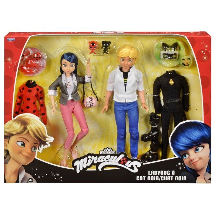 Pack 2 figurines - BANDAI - Miraculous - Marinette et Adrien avec 2 tenues Ladybug Chat Noir, accessoires - 26 cm Pack 2 figurines - BANDAI - Miraculous - Marinette et Adrien avec 2 tenues Ladybug Chat Noir, accessoires - 26 cm