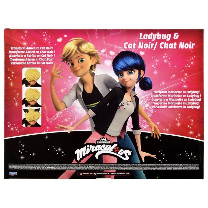 Pack 2 figurines - BANDAI - Miraculous - Marinette et Adrien avec 2 tenues Ladybug Chat Noir, accessoires - 26 cm Pack 2 figurines - BANDAI - Miraculous - Marinette et Adrien avec 2 tenues Ladybug Chat Noir, accessoires - 26 cm