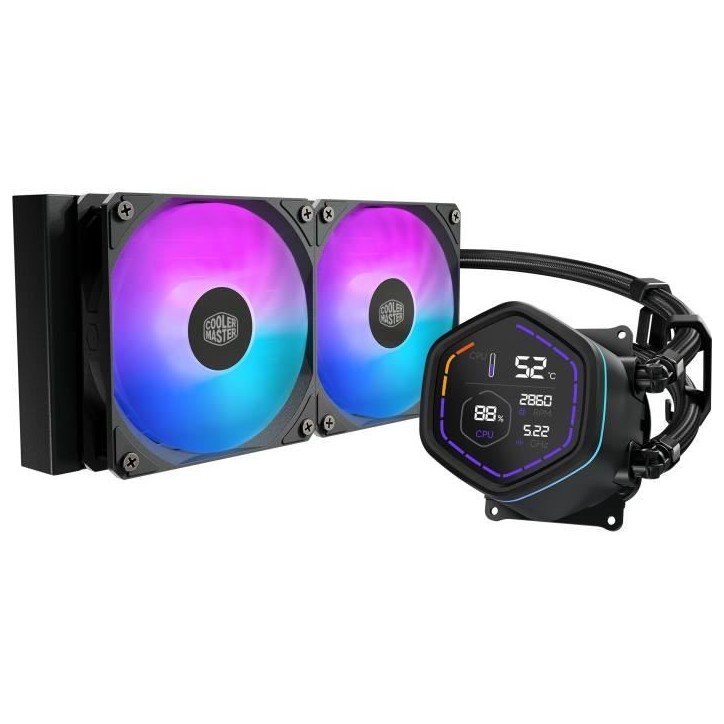 COOLER MASTER - MasterLiquid Core Nex Digital 240 Black ARGB - MLX-D24M-A18PA-RD - Watercooling - Ventilateur Ø 120 mm COOLER MASTER - MasterLiquid Core Nex Digital 240 Black ARGB - MLX-D24M-A18PA-RD - Watercooling - Ventilateur Ø 120 mm