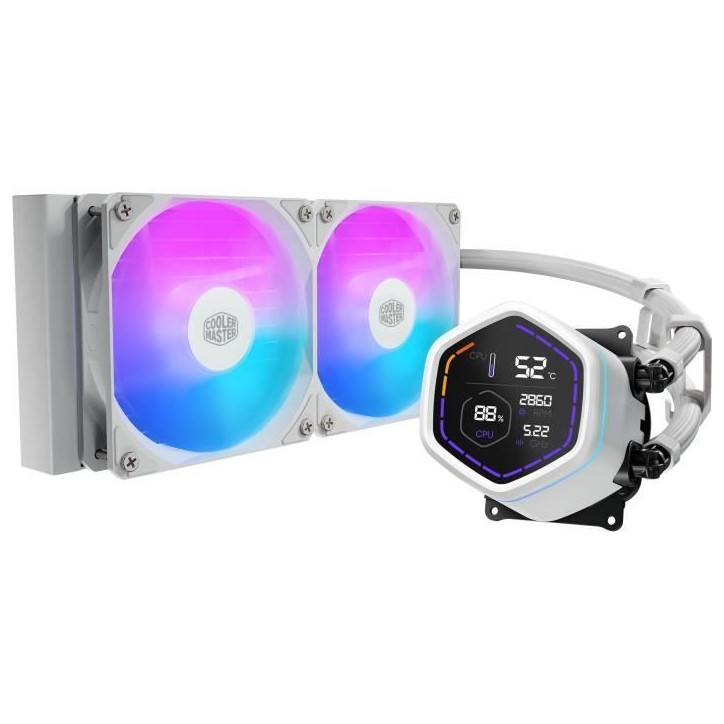 COOLER MASTER - MasterLiquid Core Nex Digital 240 White ARGB - MLX-D24M-A18PW-RD - Watercooling - Ventilateur Ø 120 mm COOLER MASTER - MasterLiquid Core Nex Digital 240 White ARGB - MLX-D24M-A18PW-RD - Watercooling - Ventilateur Ø 120 mm