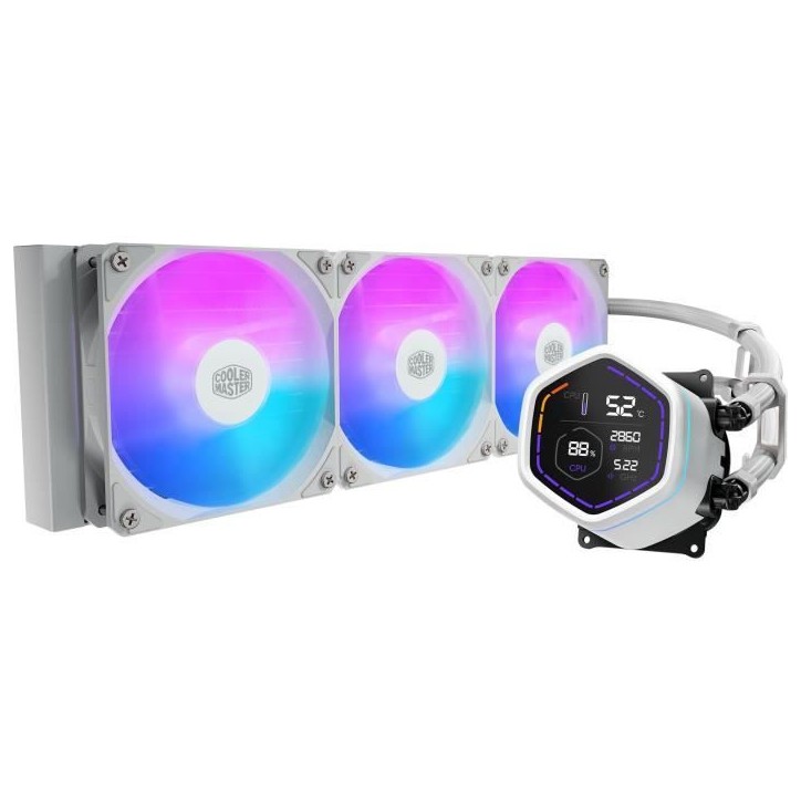 COOLER MASTER - MasterLiquid Core Nex Digital 360 White ARGB - MLX-D36M-A18PW-RD - Watercooling - Ventilateur Ø 120 mm COOLER MASTER - MasterLiquid Core Nex Digital 360 White ARGB - MLX-D36M-A18PW-RD - Watercooling - Ventilateur Ø 120 mm
